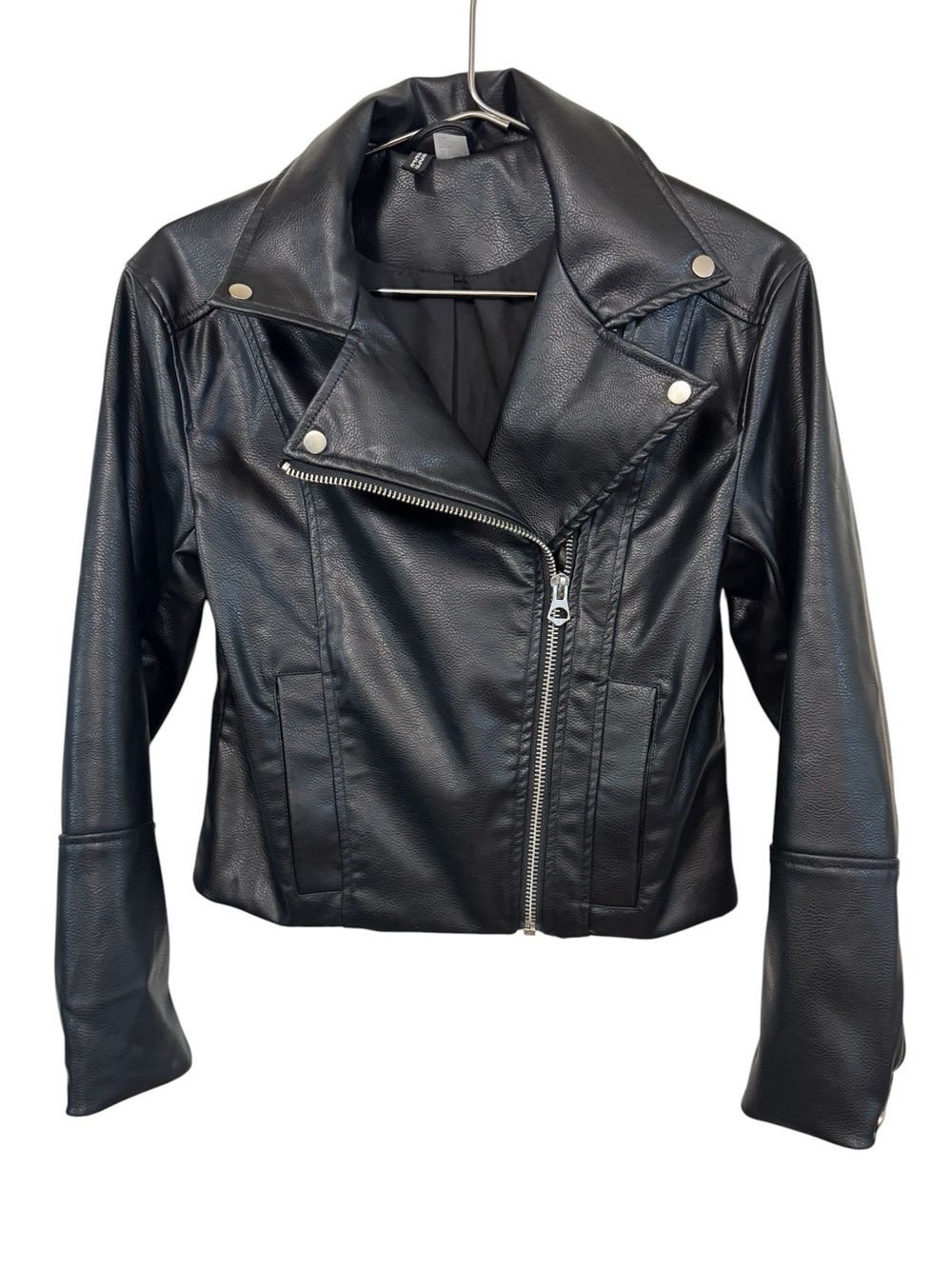 Black Vegan Leather Retro Rock Women’s S H&M Moto Jacket MINTY